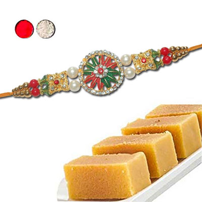 "Rakhi - SR-9390 A (Single Rakhi),500gms of Milk Mysore Pak - Click here to View more details about this Product